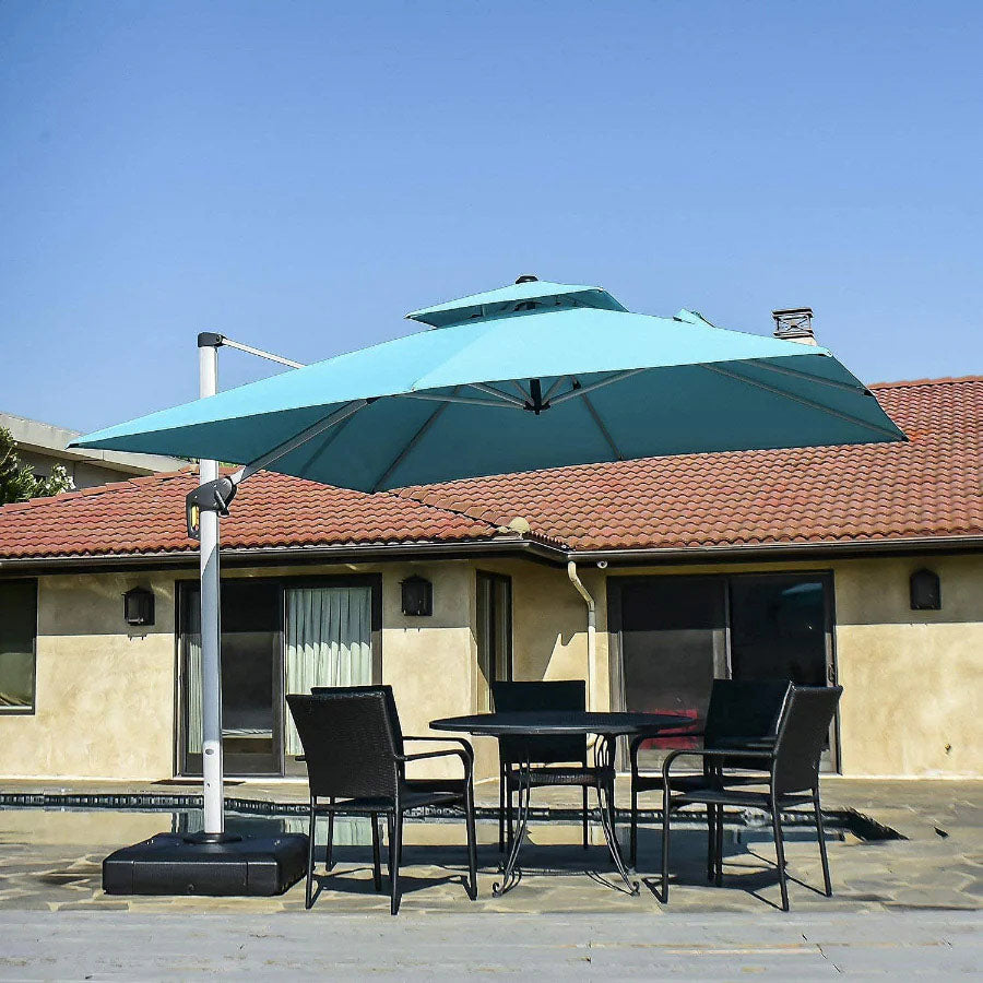 PURPLE LEAF Parasol Déporté Inclinable, Parasol De Jardin Exterieur Toit à Double Rotatif 360°,Parasol Terrasse Exterieur Luxueux