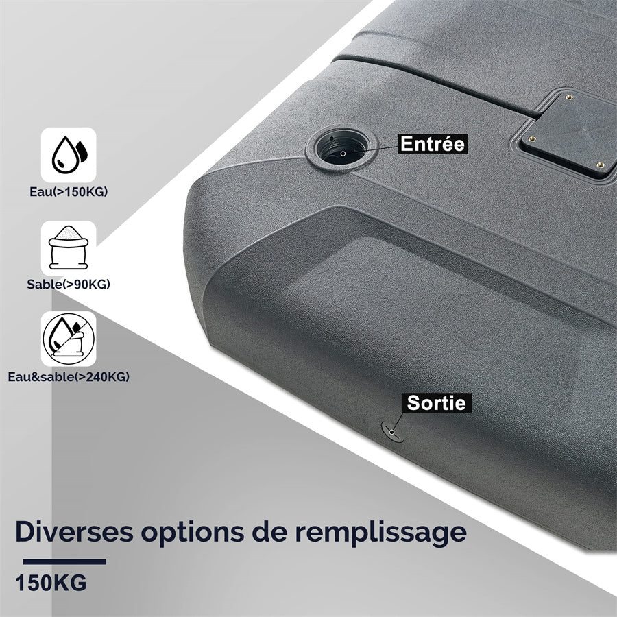 PURPLE LEAF Base de parasol de terrasse décalée remplie de sable/d'eau carrée