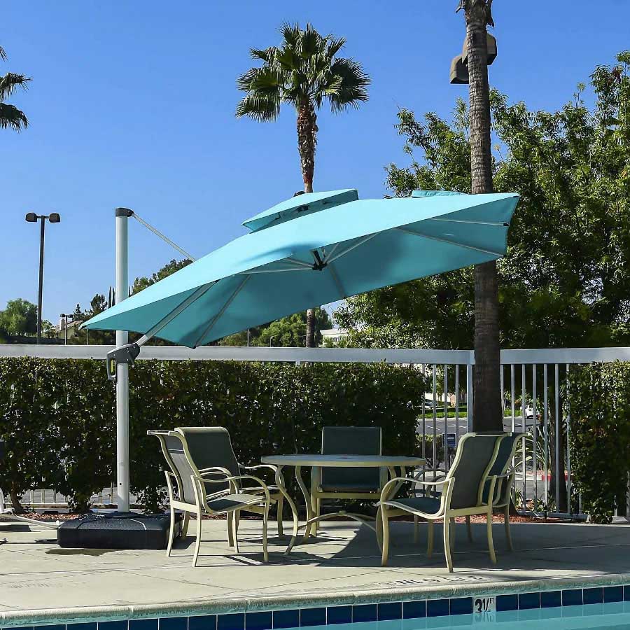 PURPLE LEAF Parasol Déporté Inclinable, Parasol De Jardin Exterieur Toit à Double Rotatif 360°,Parasol Terrasse Exterieur Luxueux