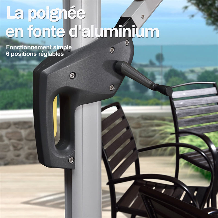 PURPLE LEAF Parasol De Jardin Extérieur avec LED Parasol Déporté Toit à Double Rotatif 360° Parasol Excentré Inclinable Parasol Terrasse Extérieur