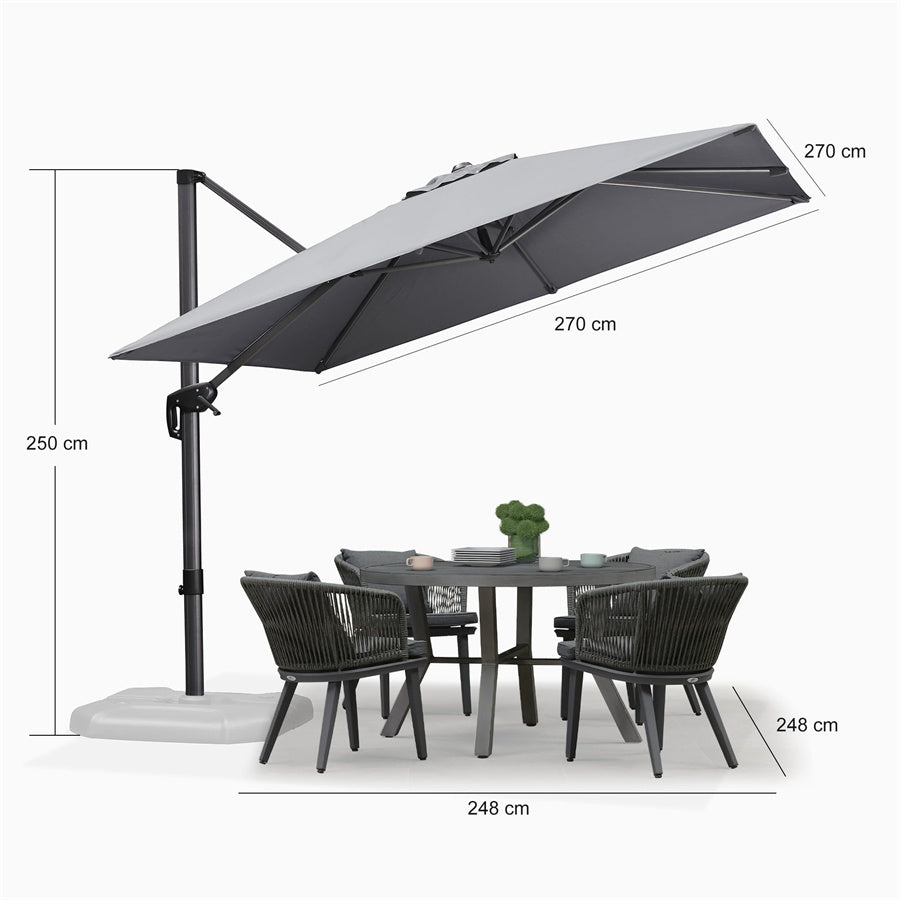 PURPLE LEAF Parasol De Jardin Exterieur Parasol Déporté Rotatif 360°, Parasol Excentré Inclinable, Parasol Suspendu Balcon