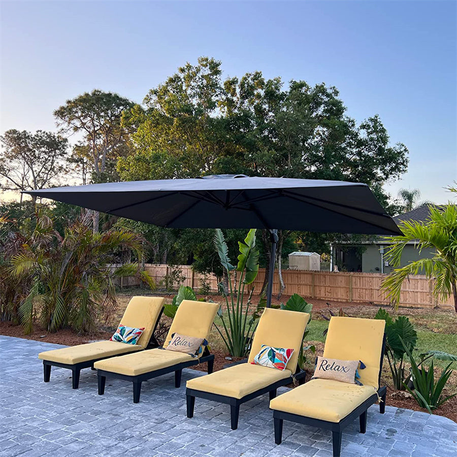 PURPLE LEAF Parasol De Jardin Exterieur Parasol Déporté Rotatif 360°, Parasol Excentré Inclinable, Parasol Suspendu Balcon