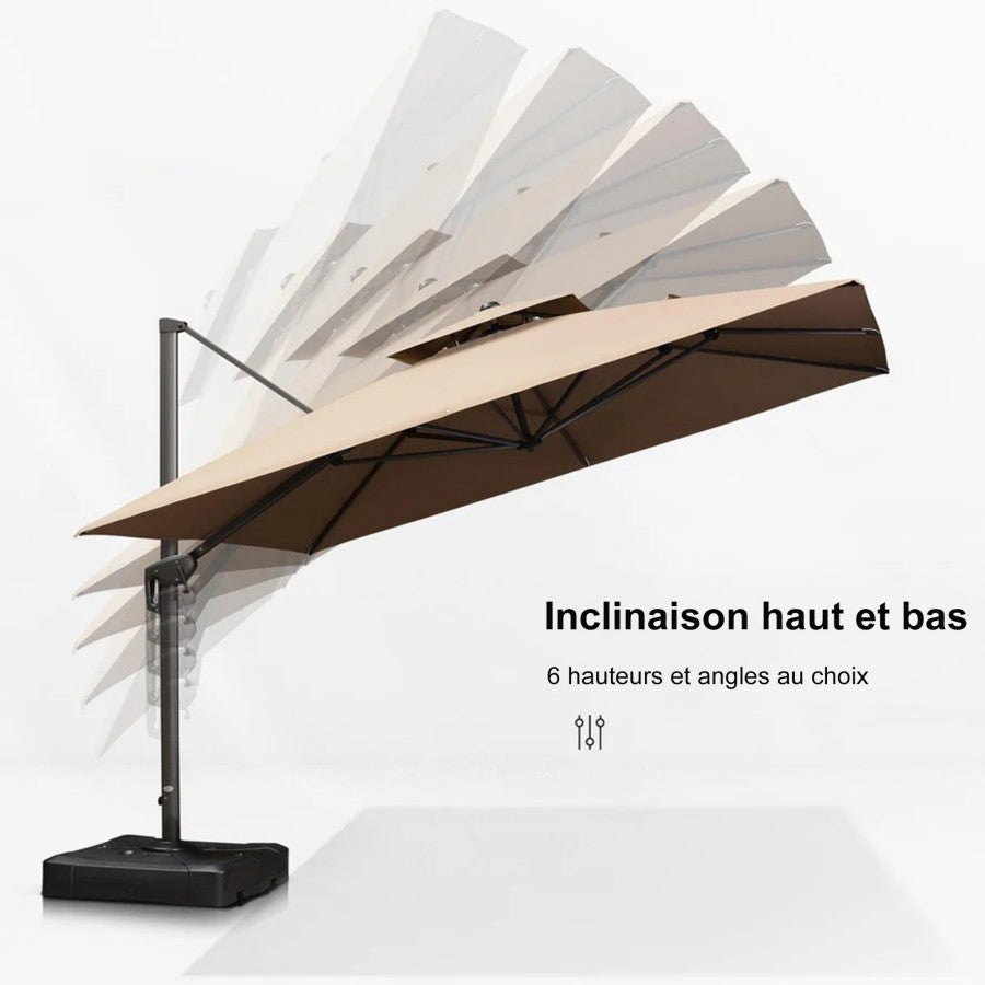 PURPLE LEAF Parasol Déporté avec Cadre Anthracite Inclinable à Rotation 360° avec Manivelle Parasol de Jardin Carré Rectangle