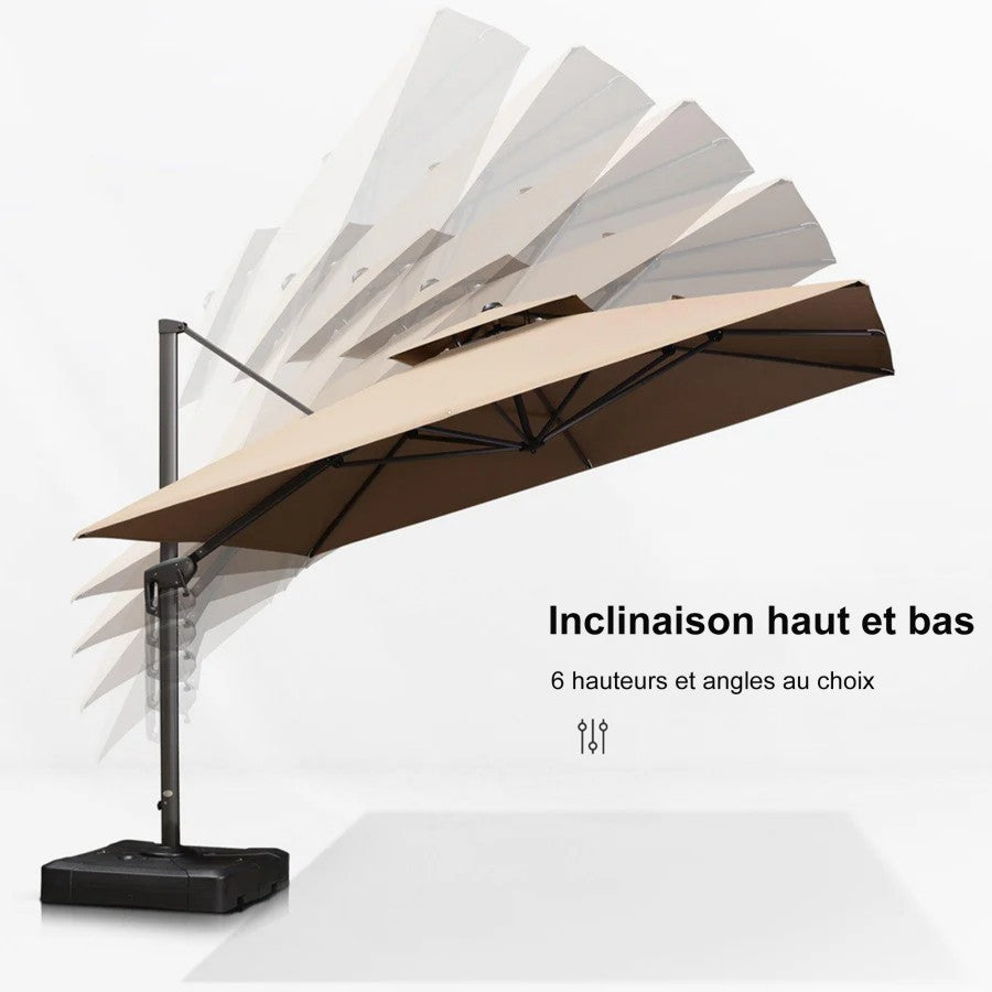 PURPLE LEAF Parasol Déporté avec Cadre Anthracite Inclinable à Rotation 360° avec Manivelle Parasol de Jardin Carré Rectangle