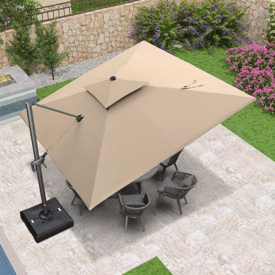 PURPLE LEAF Parasol Déporté avec Cadre Anthracite Inclinable à Rotation 360° avec Manivelle Parasol de Jardin Carré Rectangle