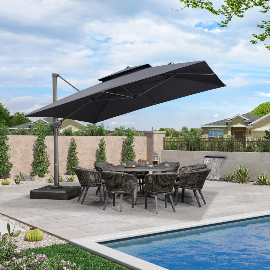 PURPLE LEAF Parasol Déporté avec Cadre Anthracite Inclinable à Rotation 360° avec Manivelle Parasol de Jardin Carré Rectangle