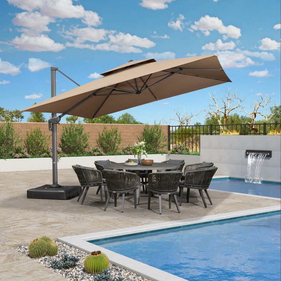 PURPLE LEAF Parasol Déporté avec Cadre Anthracite Inclinable à Rotation 360° avec Manivelle Parasol de Jardin Carré Rectangle