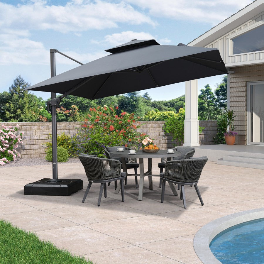 PURPLE LEAF Parasol Déporté avec Cadre Anthracite Inclinable à Rotation 360° avec Manivelle Parasol de Jardin Carré Rectangle