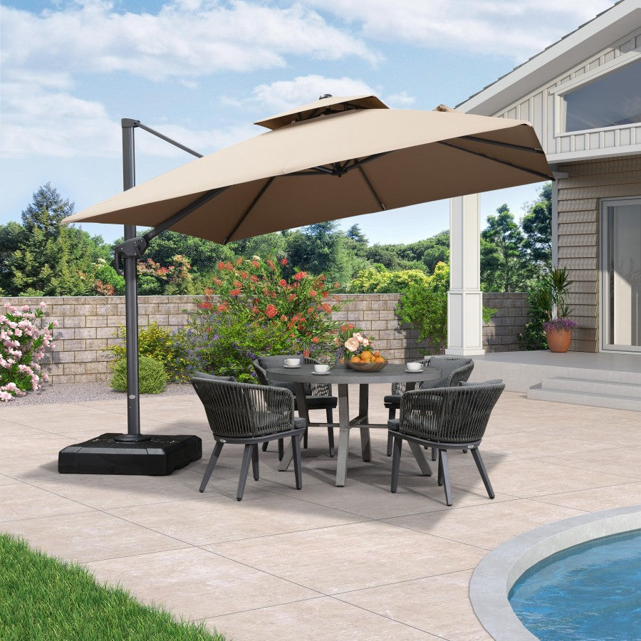 PURPLE LEAF Parasol Déporté avec Cadre Anthracite Inclinable à Rotation 360° avec Manivelle Parasol de Jardin Carré Rectangle