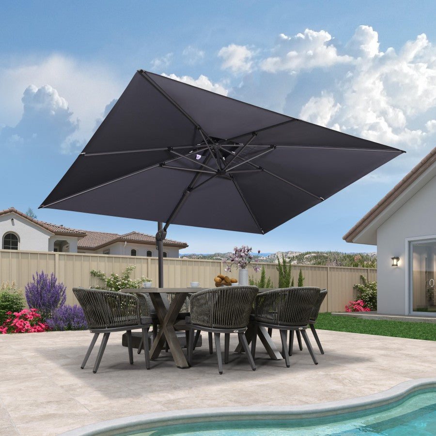 PURPLE LEAF Parasol Déporté avec Cadre Anthracite Inclinable à Rotation 360° avec Manivelle Parasol de Jardin Carré Rectangle