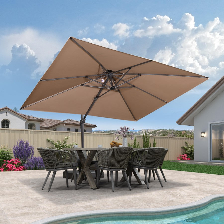 PURPLE LEAF Parasol Déporté avec Cadre Anthracite Inclinable à Rotation 360° avec Manivelle Parasol de Jardin Carré Rectangle