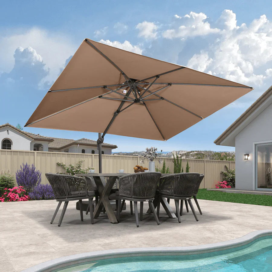 PURPLE LEAF Parasol Déporté avec Cadre Anthracite Inclinable à Rotation 360° avec Manivelle Parasol de Jardin Carré Rectangle