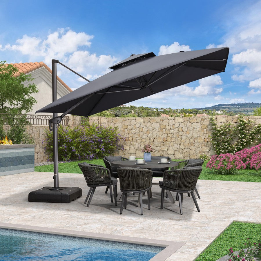 PURPLE LEAF Parasol Déporté avec Cadre Anthracite Inclinable à Rotation 360° avec Manivelle Parasol de Jardin Carré Rectangle