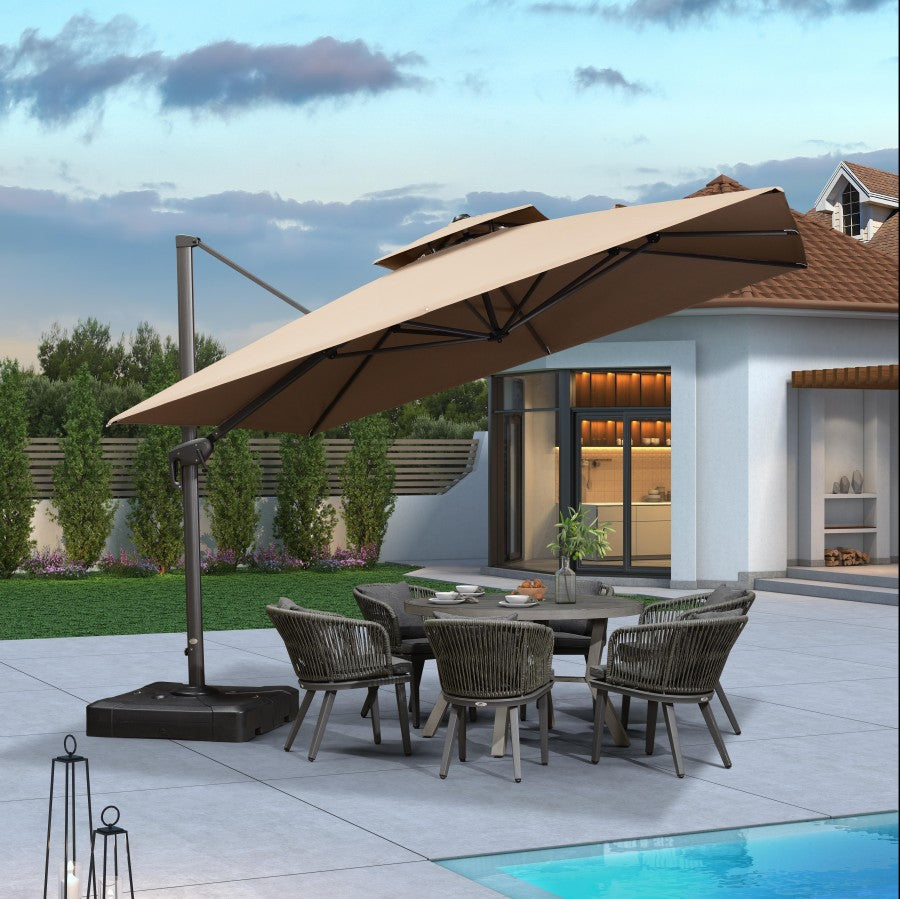 PURPLE LEAF Parasol Déporté avec Cadre Anthracite Inclinable à Rotation 360° avec Manivelle Parasol de Jardin Carré Rectangle