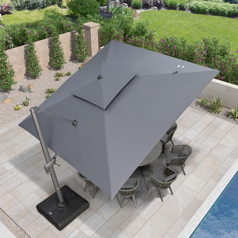 PURPLE LEAF Parasol Déporté avec Cadre Anthracite Inclinable à Rotation 360° avec Manivelle Parasol de Jardin Carré Rectangle