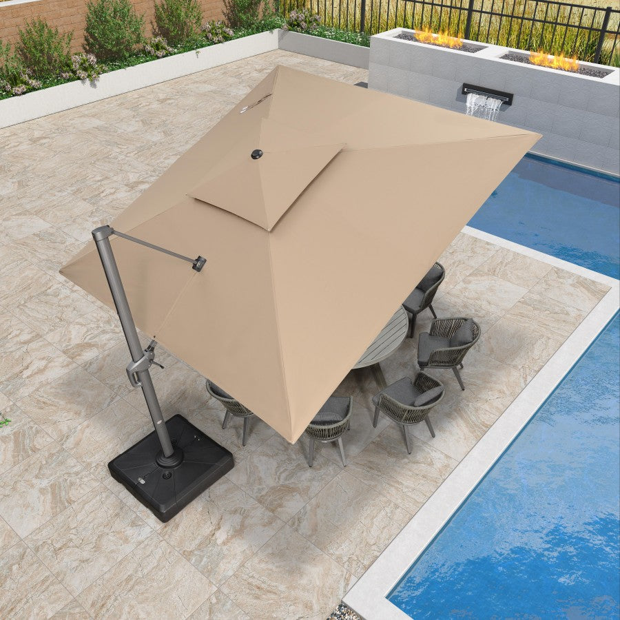 PURPLE LEAF Parasol Déporté avec Cadre Anthracite Inclinable à Rotation 360° avec Manivelle Parasol de Jardin Carré Rectangle