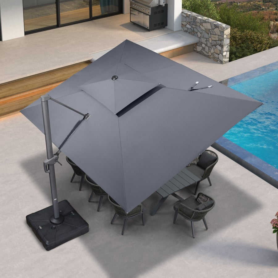 PURPLE LEAF Parasol Déporté avec Cadre Anthracite Inclinable à Rotation 360° avec Manivelle Parasol de Jardin Carré Rectangle
