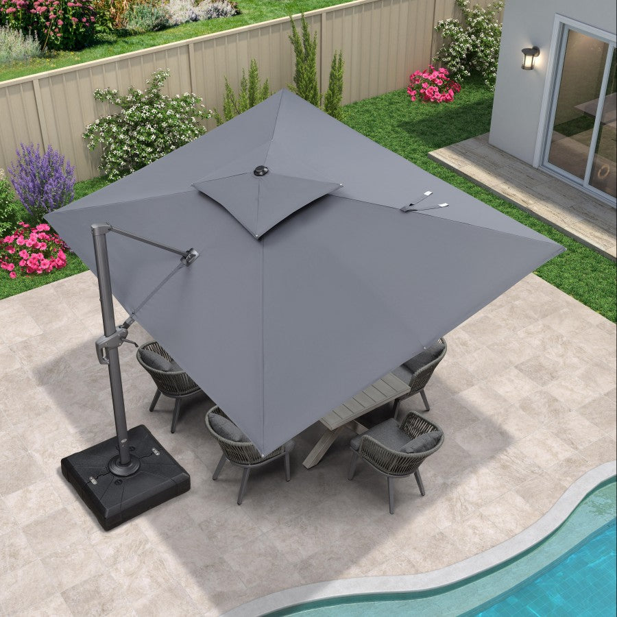 PURPLE LEAF Parasol Déporté avec Cadre Anthracite Inclinable à Rotation 360° avec Manivelle Parasol de Jardin Carré Rectangle