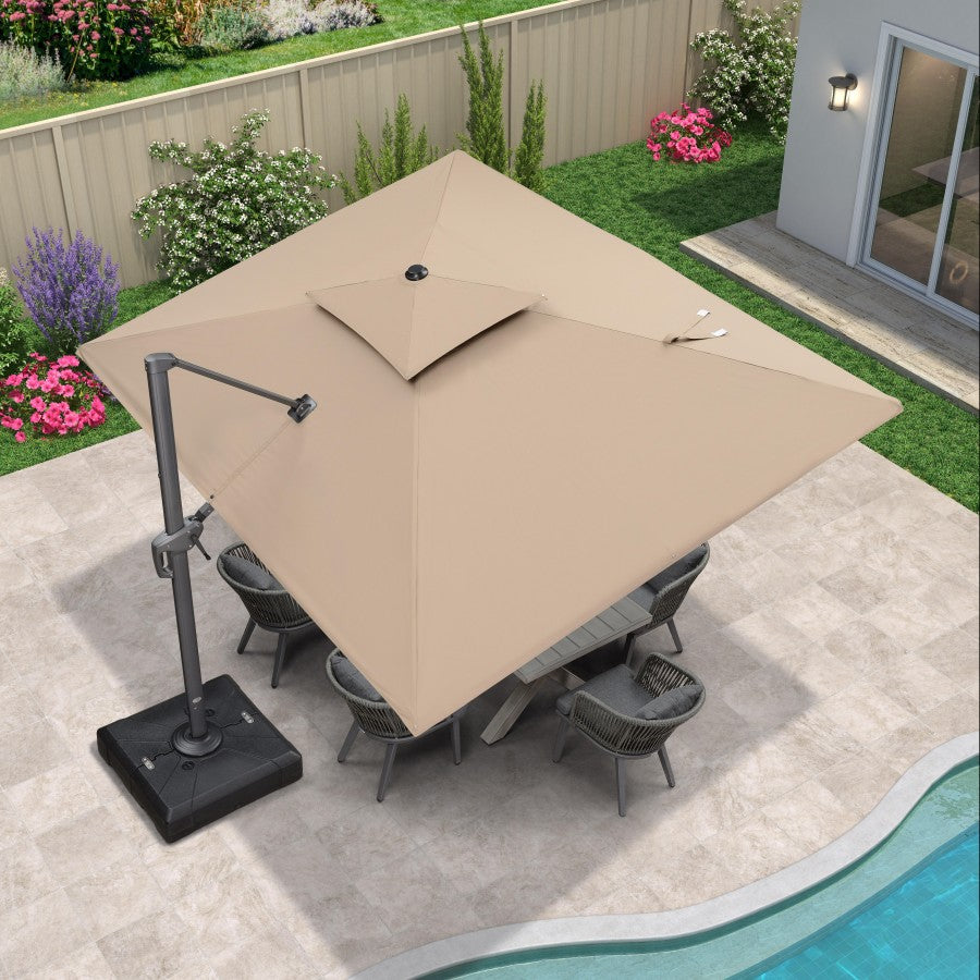 PURPLE LEAF Parasol Déporté avec Cadre Anthracite Inclinable à Rotation 360° avec Manivelle Parasol de Jardin Carré Rectangle