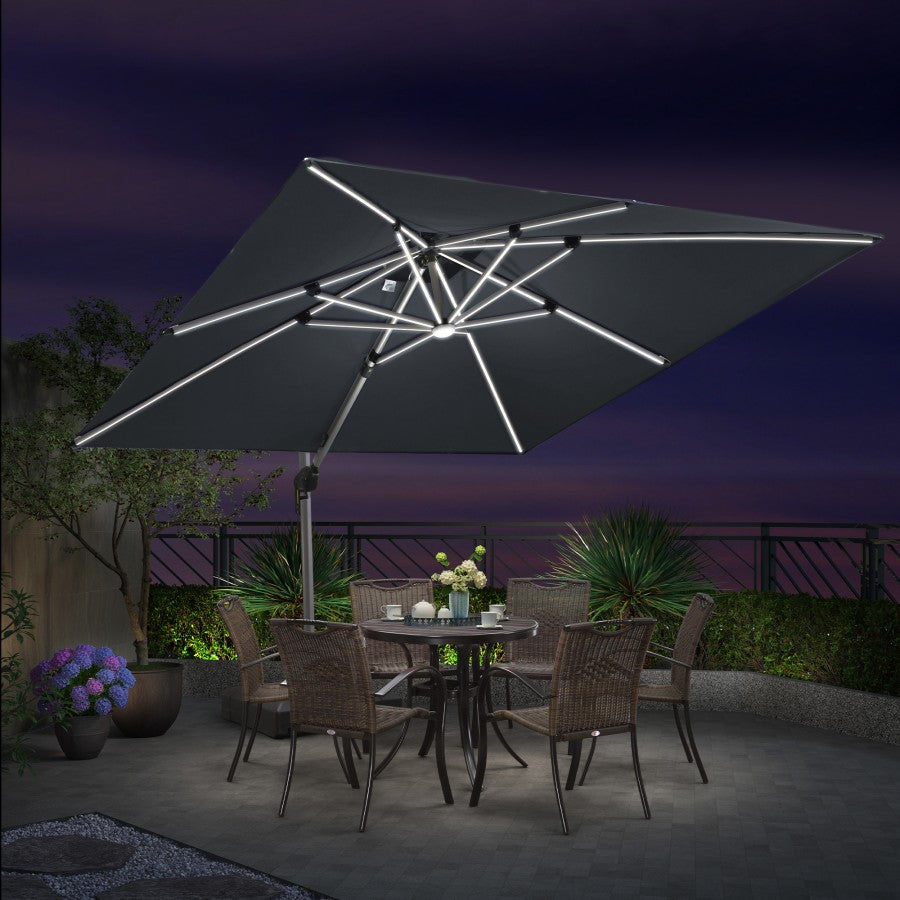 PURPLE LEAF Parasol De Jardin Extérieur avec LED Parasol Déporté Toit à Double Rotatif 360° Parasol Excentré Inclinable Parasol Terrasse Extérieur