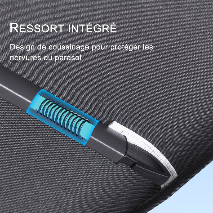 PURPLE LEAF Parasol Déporté à Toit Double avec Cadre Gris Acier Parasol d'Extérieur Grands Parasols de Patio Carré Rectangulaire