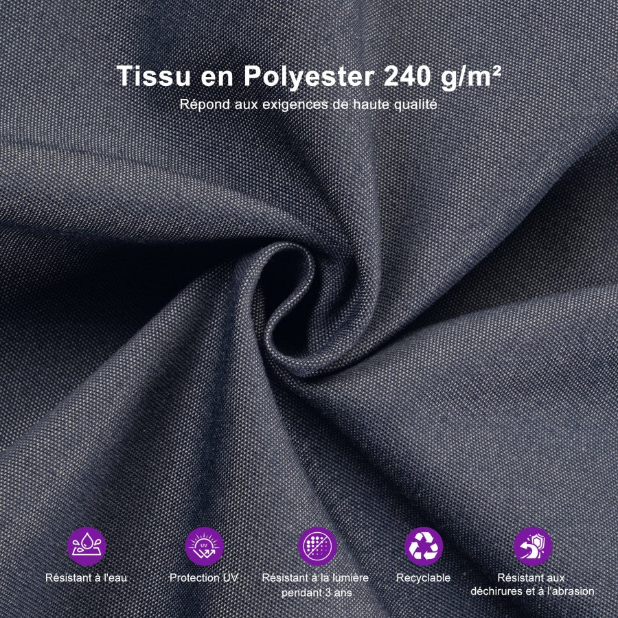 PURPLE LEAF Parasol Déporté à Toit Double avec Cadre Gris Acier Parasol d'Extérieur Grands Parasols de Patio Carré Rectangulaire