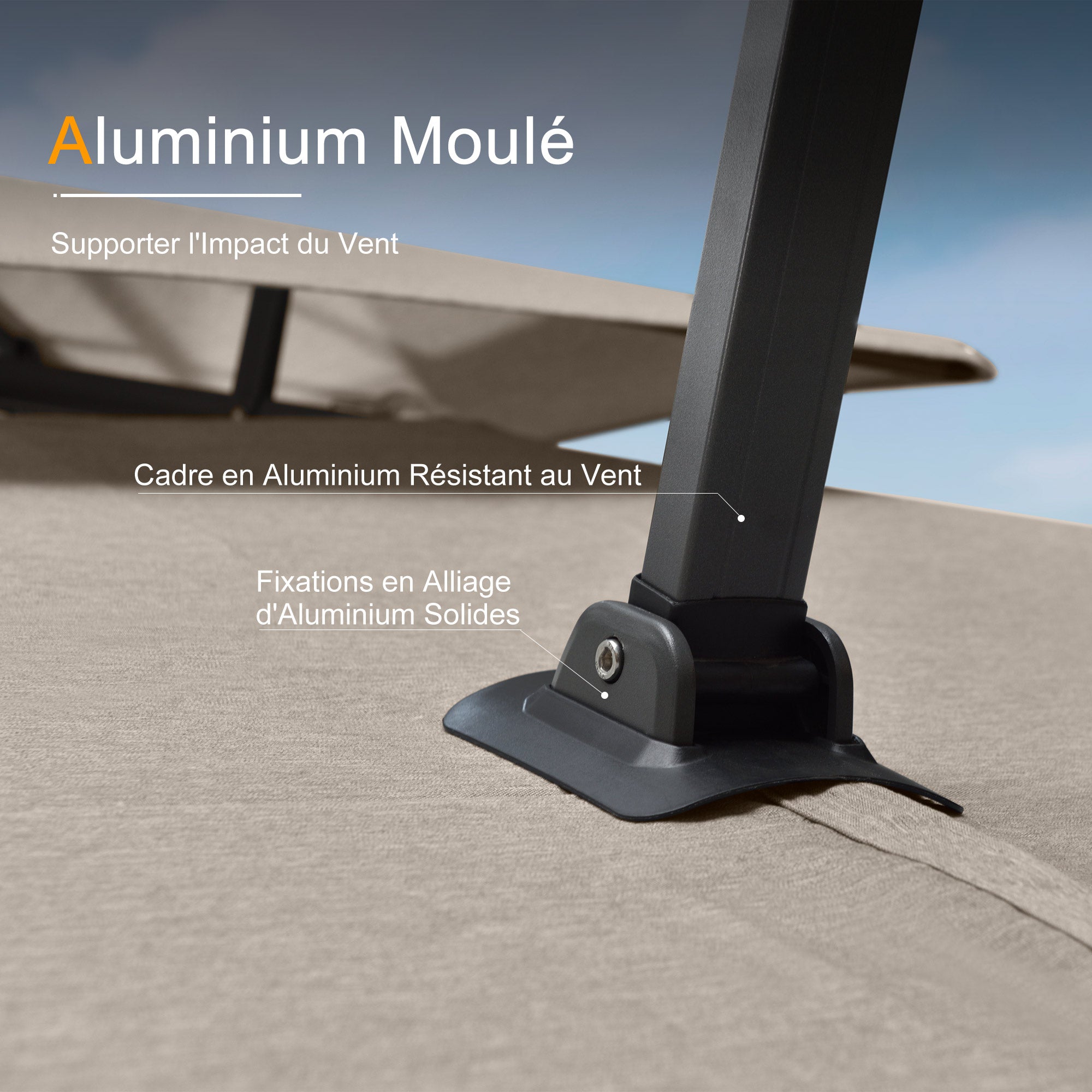 PURPLE LEAF Parasol Déporté à Toit Double avec Cadre Gris Acier Parasol d'Extérieur Grands Parasols de Patio Carré Rectangulaire