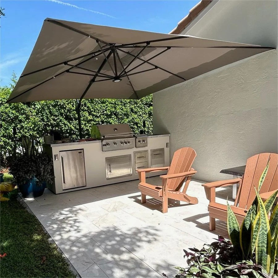 PURPLE LEAF Parasol Déporté à Toit Double avec Cadre Gris Acier Parasol d'Extérieur Grands Parasols de Patio Carré Rectangulaire