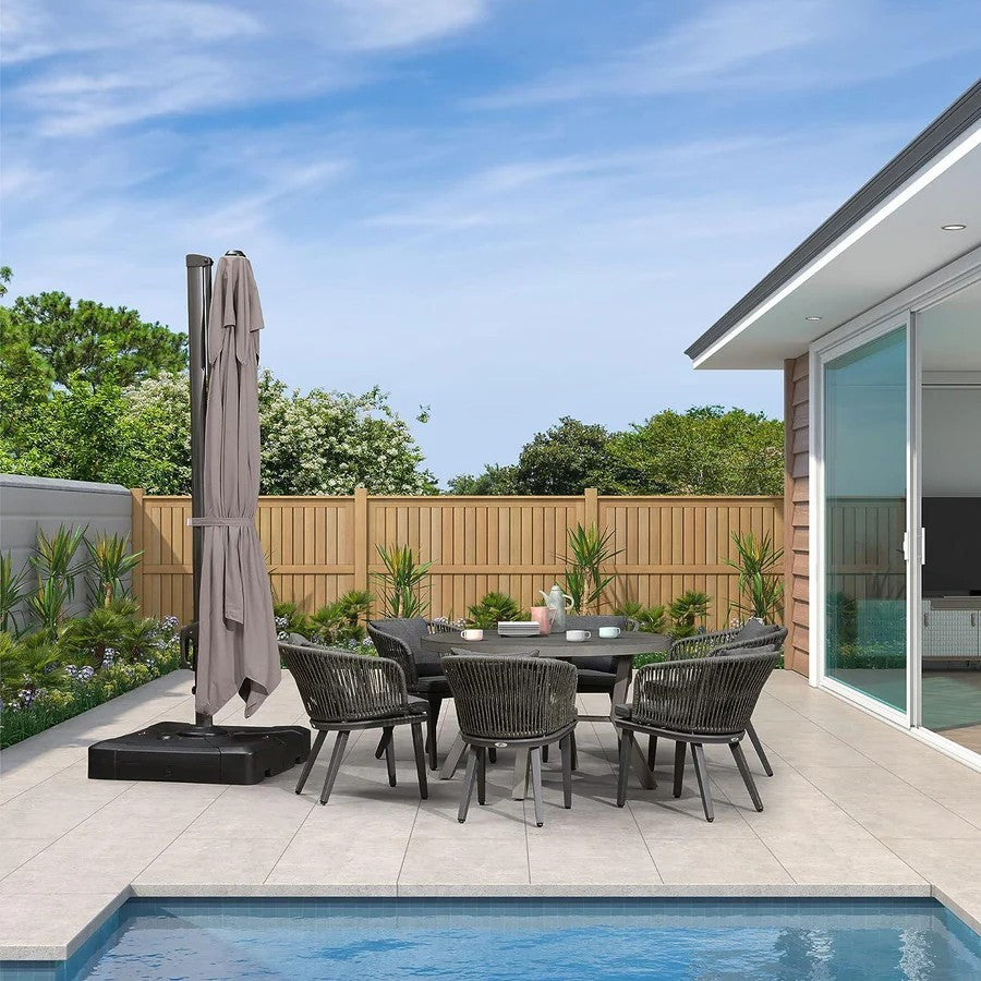 PURPLE LEAF Parasol Déporté à Toit Double avec Cadre Gris Acier Parasol d'Extérieur Grands Parasols de Patio Carré Rectangulaire