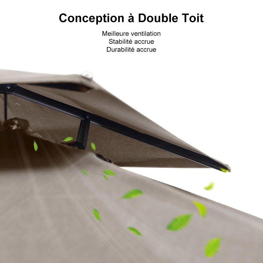 PURPLE LEAF Parasol Déporté à Toit Double avec Cadre Gris Acier Parasol d'Extérieur Grands Parasols de Patio Carré Rectangulaire