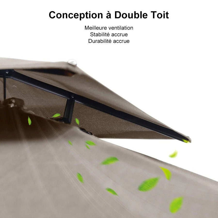 PURPLE LEAF Parasol Déporté à Toit Double avec Cadre Gris Acier Parasol d'Extérieur Grands Parasols de Patio Carré Rectangulaire