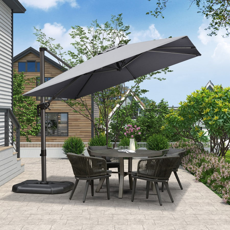 PURPLE LEAF Parasol De Jardin Exterieur Parasol Déporté Rotatif 360°, Parasol Excentré Inclinable, Parasol Suspendu Balcon