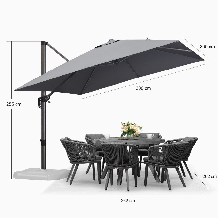 PURPLE LEAF Parasol De Jardin Exterieur Parasol Déporté Rotatif 360°, Parasol Excentré Inclinable, Parasol Suspendu Balcon