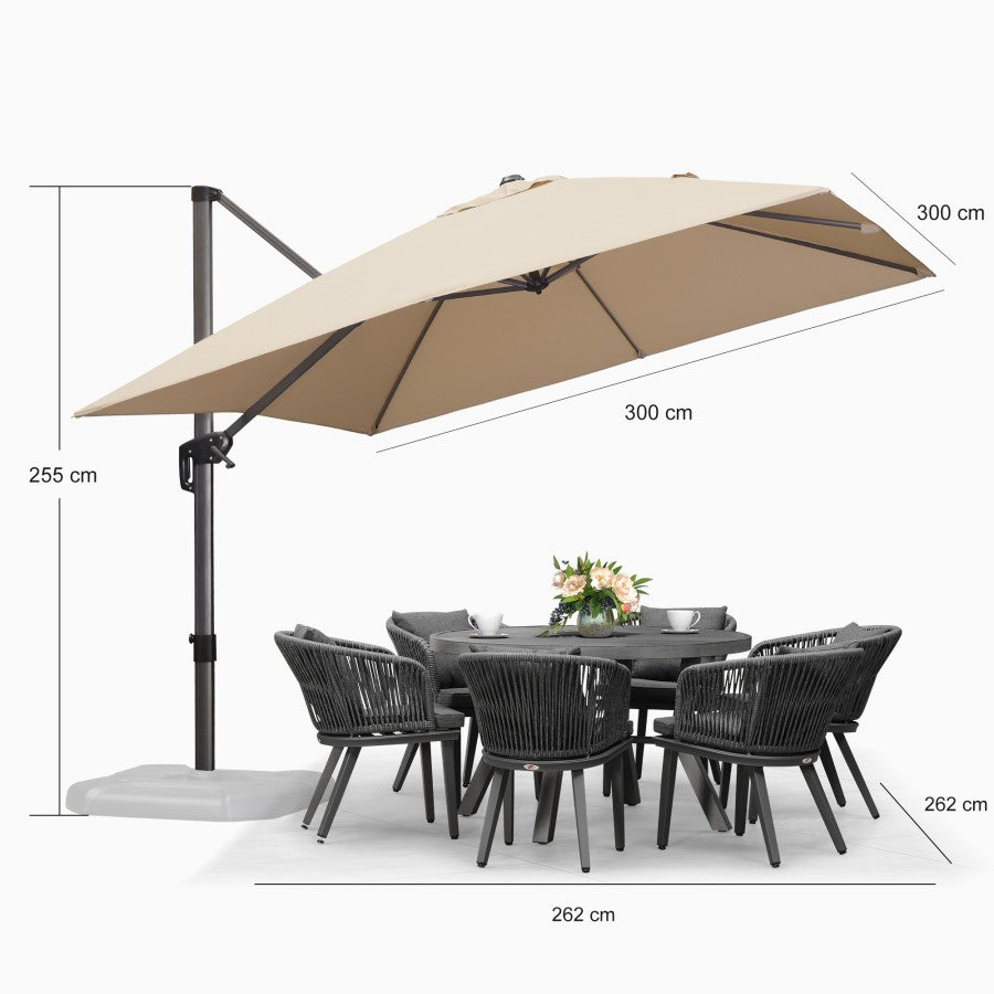 PURPLE LEAF Parasol De Jardin Exterieur Parasol Déporté Rotatif 360°, Parasol Excentré Inclinable, Parasol Suspendu Balcon