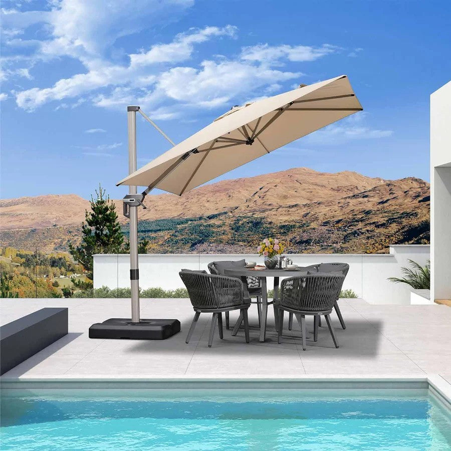 PURPLE LEAF Base de Parasol Économique avec Cadre Champagne ZY01HLRBASE-90