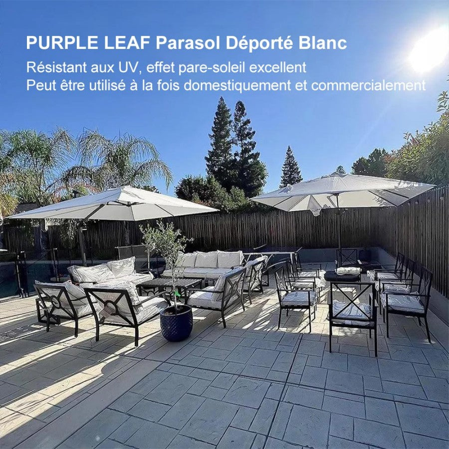 PURPLE LEAF Parasol De Jardin Exterieur Parasol Déporté Rotatif 360°, Parasol Excentré Inclinable, Parasol Suspendu Balcon