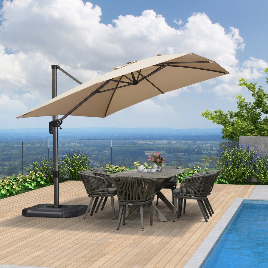 PURPLE LEAF Parasol De Jardin Exterieur Parasol Déporté Rotatif 360°, Parasol Excentré Inclinable, Parasol Suspendu Balcon