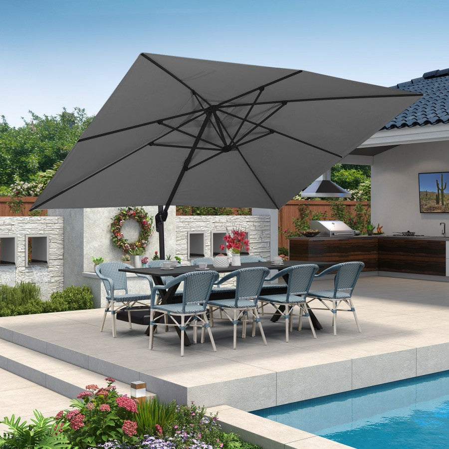 PURPLE LEAF Parasol De Jardin Exterieur Parasol Déporté Rotatif 360°, Parasol Excentré Inclinable, Parasol Suspendu Balcon