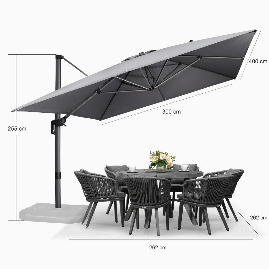 PURPLE LEAF Parasol De Jardin Exterieur Parasol Déporté Rotatif 360°, Parasol Excentré Inclinable, Parasol Suspendu Balcon