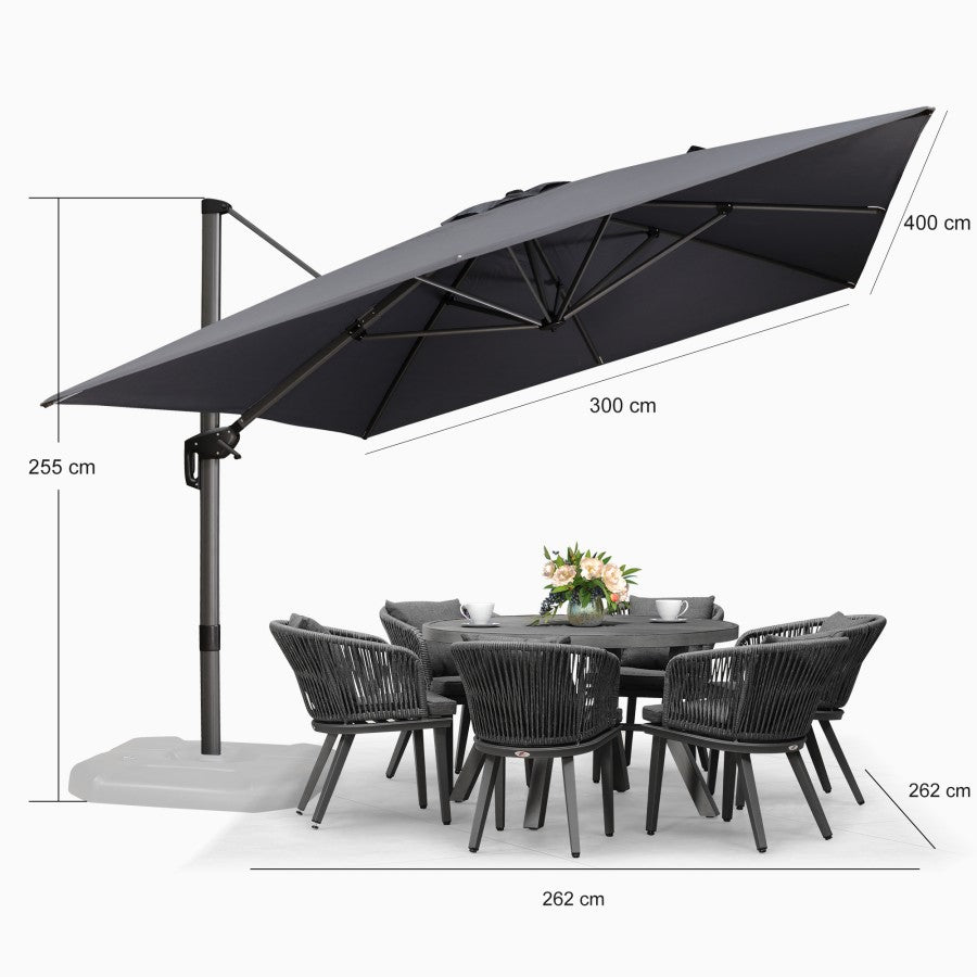 PURPLE LEAF Parasol De Jardin Exterieur Parasol Déporté Rotatif 360°, Parasol Excentré Inclinable, Parasol Suspendu Balcon