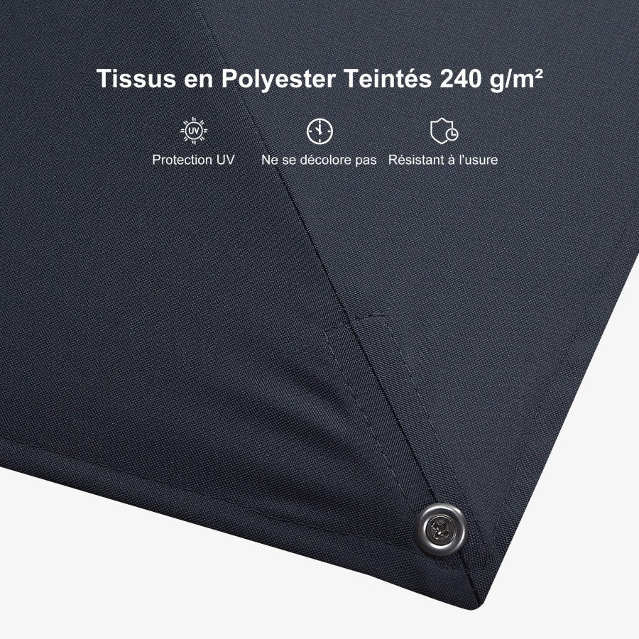 PURPLE LEAF Parasol Déporté avec LED Solaire 3 x 3 m Carré, Parasol De Jardin Extérieur Inclinable Toile Protection UV