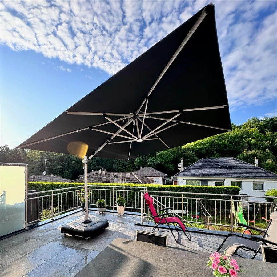 PURPLE LEAF Parasol De Jardin Extérieur avec LED Parasol Déporté Toit à Double Rotatif 360° Parasol Excentré Inclinable Parasol Terrasse Extérieur