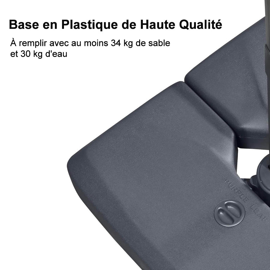 PURPLE LEAF Base de Parasol Économique avec Cadre Gris Acier ZY05ALFGYBS-100