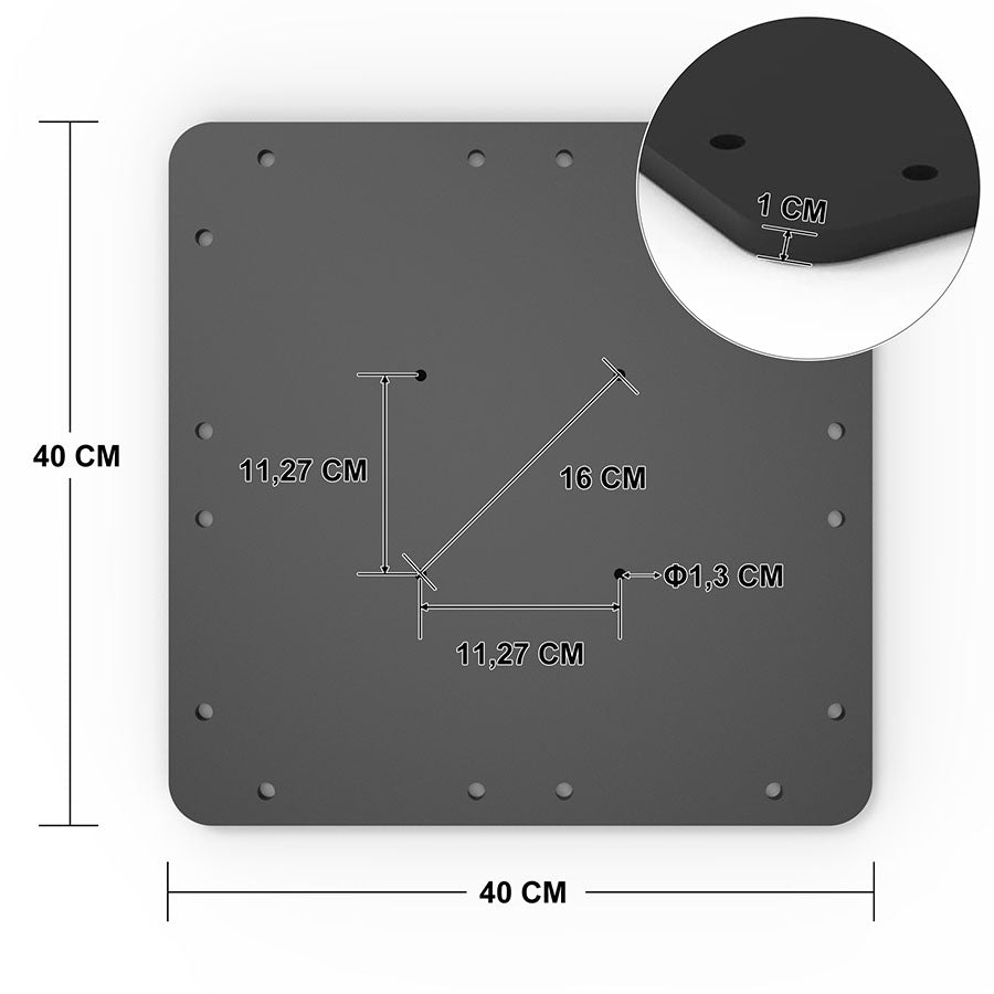 PURPLE LEAF Base de Parasol en Plaque d'Acier Universelle ZYBASE-TB