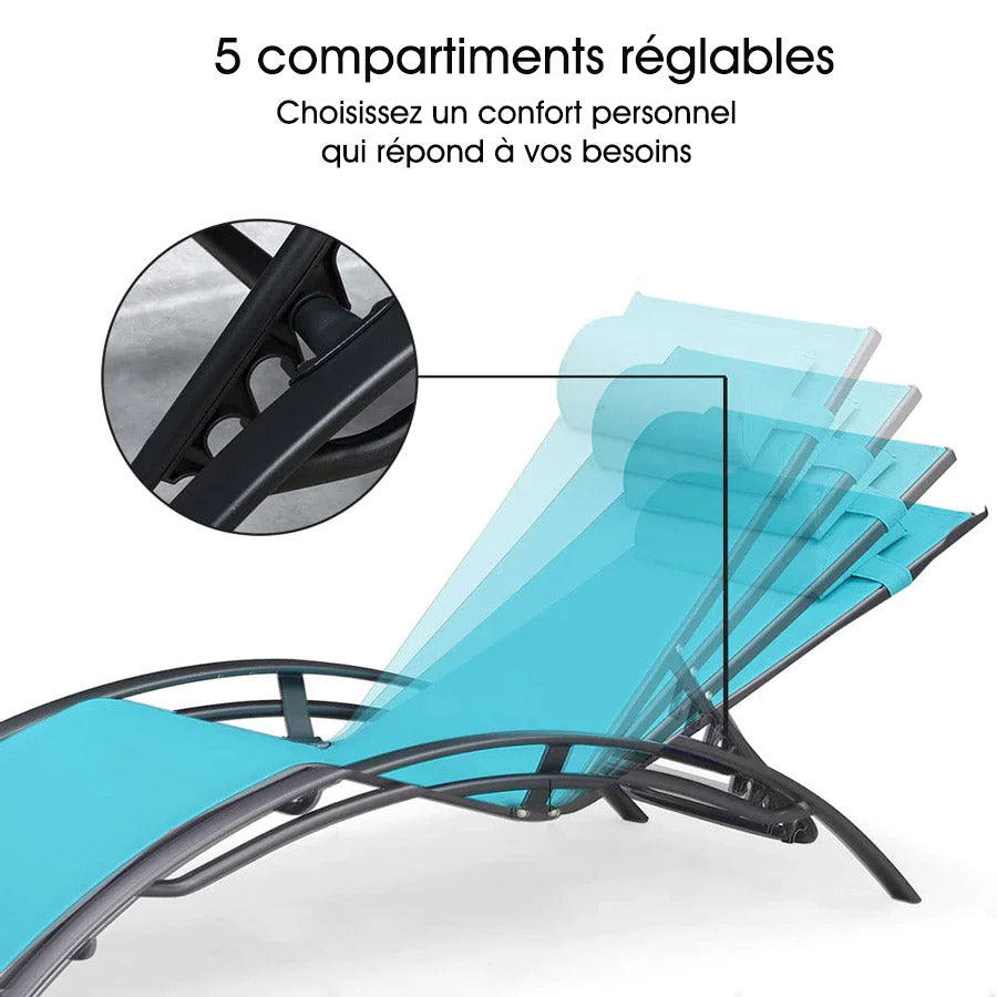 PURPLE LEAF Patio Chaise longue Ensemble de 3 Chaise longue d'extérieur Plage Piscine Bain de soleil Chaise longue inclinable, Table d'appoint incluse