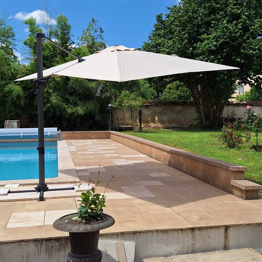 PURPLE LEAF Parasol De Jardin Exterieur Parasol Déporté Rotatif 360°, Parasol Excentré Inclinable, Parasol Suspendu Balcon