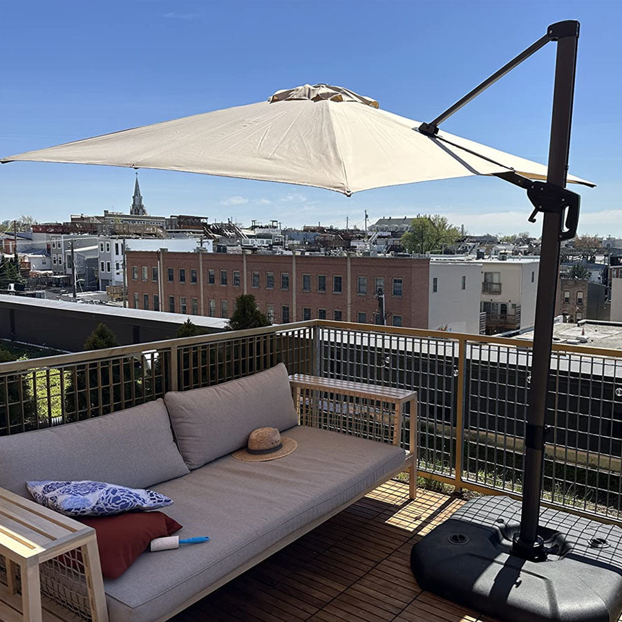 PURPLE LEAF Parasol De Jardin Exterieur Parasol Déporté Rotatif 360°, Parasol Excentré Inclinable, Parasol Suspendu Balcon