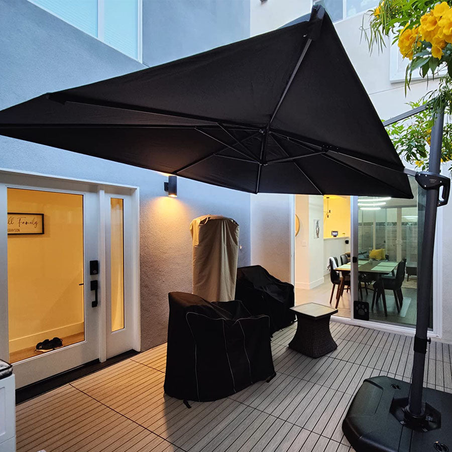 PURPLE LEAF Parasol De Jardin Exterieur Parasol Déporté Rotatif 360°, Parasol Excentré Inclinable, Parasol Suspendu Balcon