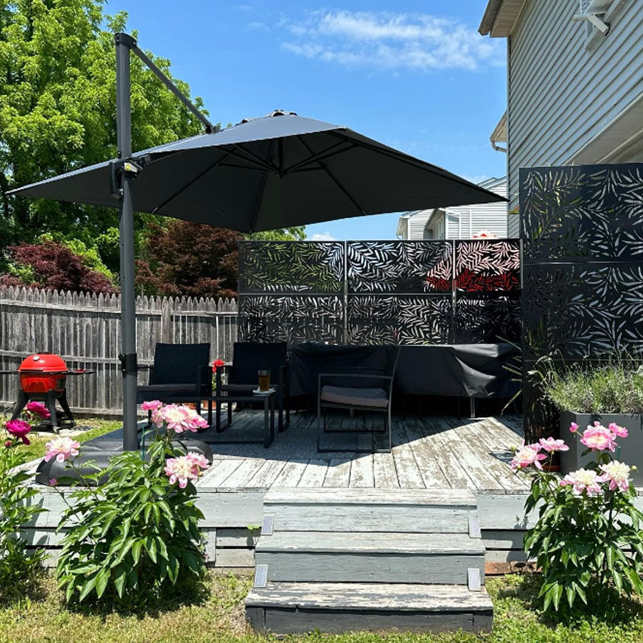 PURPLE LEAF Parasol De Jardin Exterieur Parasol Déporté Rotatif 360°, Parasol Excentré Inclinable, Parasol Suspendu Balcon