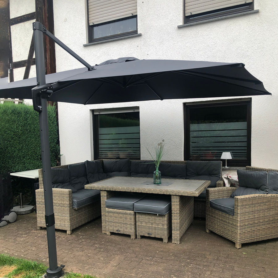 PURPLE LEAF Parasol De Jardin Exterieur Parasol Déporté Rotatif 360°, Parasol Excentré Inclinable, Parasol Suspendu Balcon